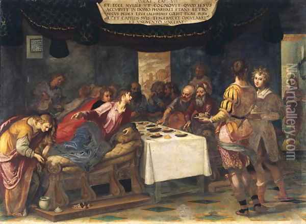 Christ in the House of Simon the Pharisee Oil Painting - Henri Coeylas