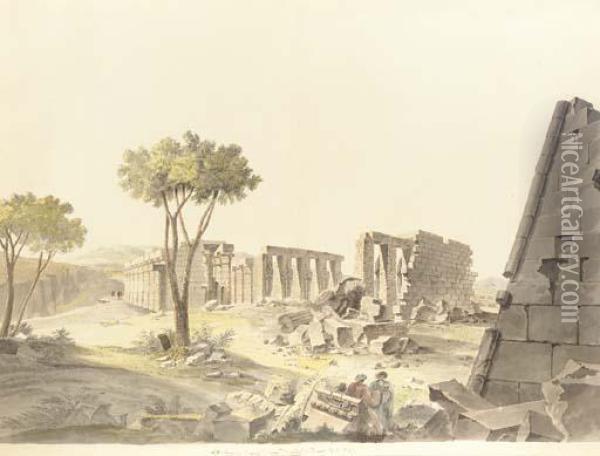The Ruins Of The Ramesseum, Known As The Tomb Of Ozymandias, Atthebes, Egypt Oil Painting - Charles-Louis Balzac