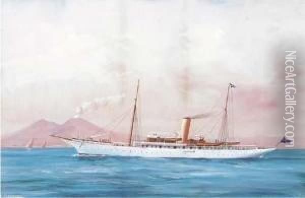The Steam Yacht Jeannette In The Bay Of Naples Oil Painting - Atributed To A. De Simone
