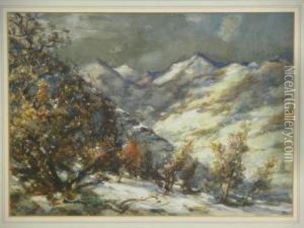 Italian Mountain Landscape Oil Painting - Thomas William Morley