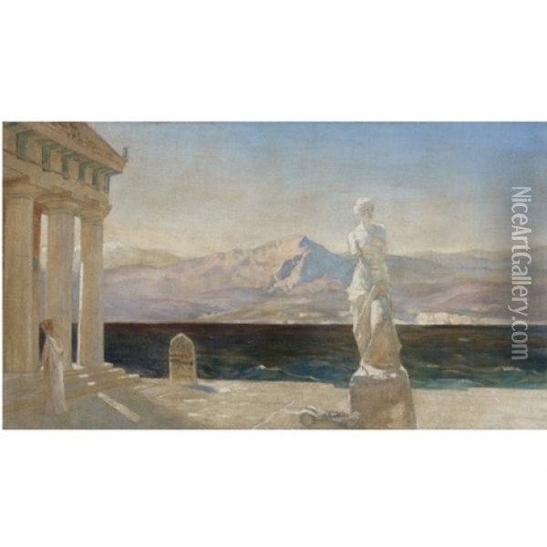 Classical Landscape (design For The Opera Prizraki Elladyi (ghosts Of Hellas)) Oil Painting - Vasili Dimitrievich Polenov