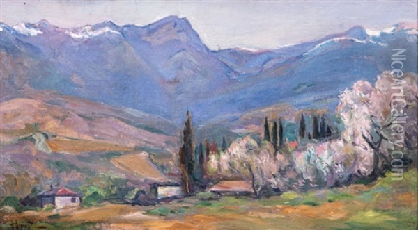 Mountain Landscape Oil Painting - Aleksei Mikhailovich Korin