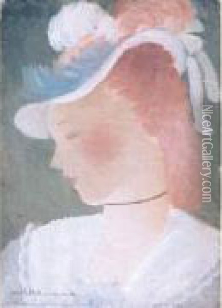 Jeune Fille Au Chapeau (1936) Oil Painting - Alice Hohermann