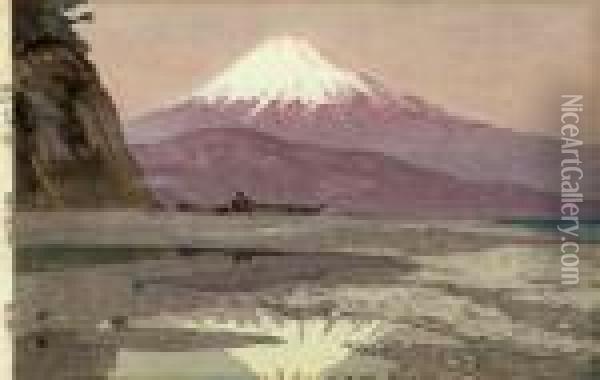 Mount Fuji From Okitsu Oil Painting - Hiroshi Yoshida