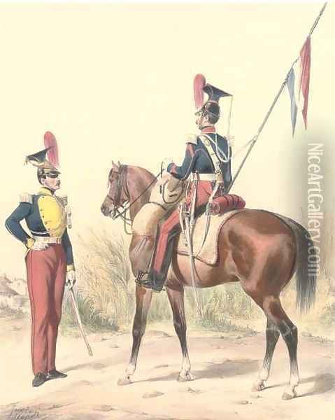 Armee Francaise Hussards Oil Painting - Ange-Louis (Janet-Lange) Janet