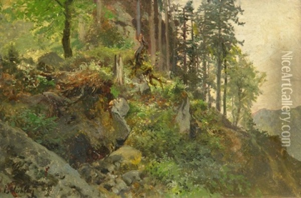 Am Waldesrand Oil Painting - Bernhard Muehlig