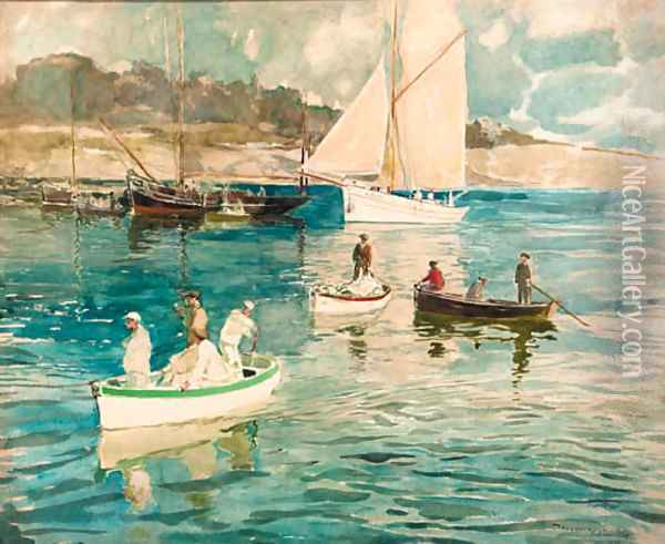 Boats at Concarneau Oil Painting - Amedee-Julien Marcel-Clement