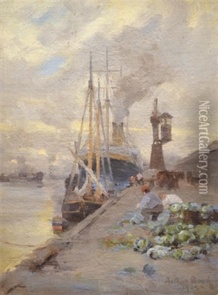 Docked Ship Oil Painting - Arthur Merric Boyd