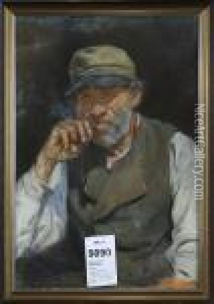 Alf :fiskargubbe, Signerad A. Wallander, Daterad 1890 Oil Painting - Alf, Alfred Wallander