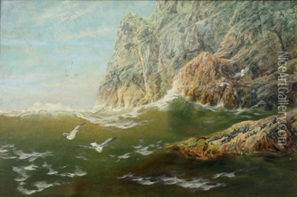 Under The Cliffs, Bardsey Sound Oil Painting - Frederick William Hayes