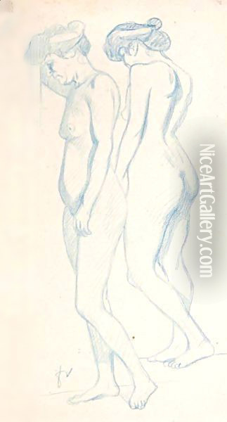Two Standing Nudes Oil Painting - Felix Edouard Vallotton
