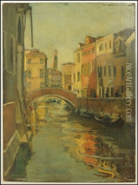 A Venetian Canal Scene Oil Painting - Alson Skinner Clark