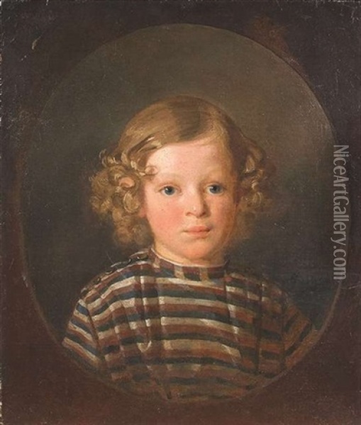 Bildnis Eines Kindes Als Brustbild En-face Im Oval Oil Painting - Ivan Kusjmitsch Makarov