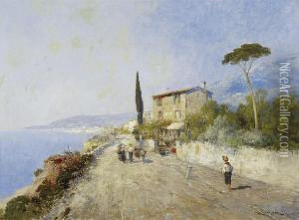 Coastal Road In Southern Italy Oil Painting - Carl Wagner