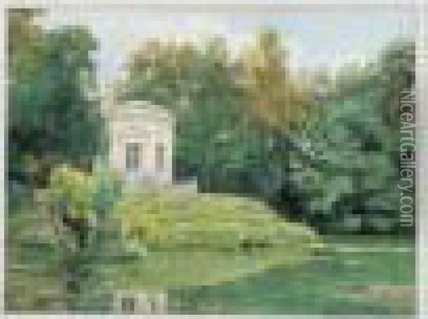 Fontaine Dans Un Parc Oil Painting - Louis Emile Adan