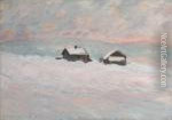 Les Maisons Dans La Neige, Norvege Oil Painting - Claude Oscar Monet