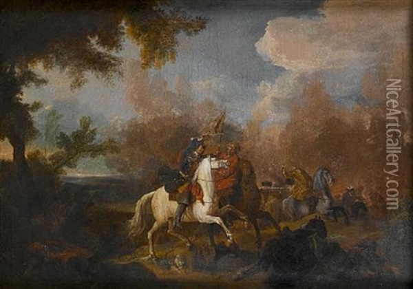 A Cavalry Skirmish Oil Painting - Georg Philipp Rugendas the Younger