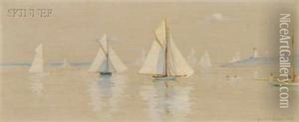 Sailboats Oil Painting - Charles S. Parker