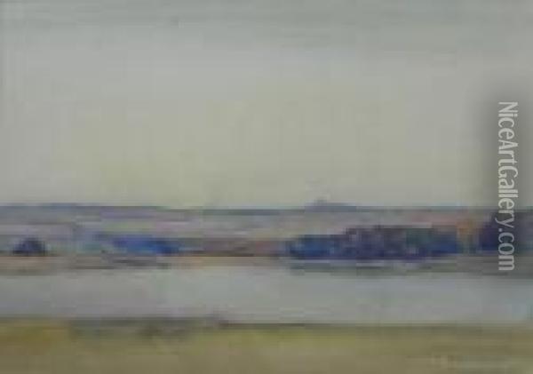 On The River Tay Oil Painting - David Young Cameron