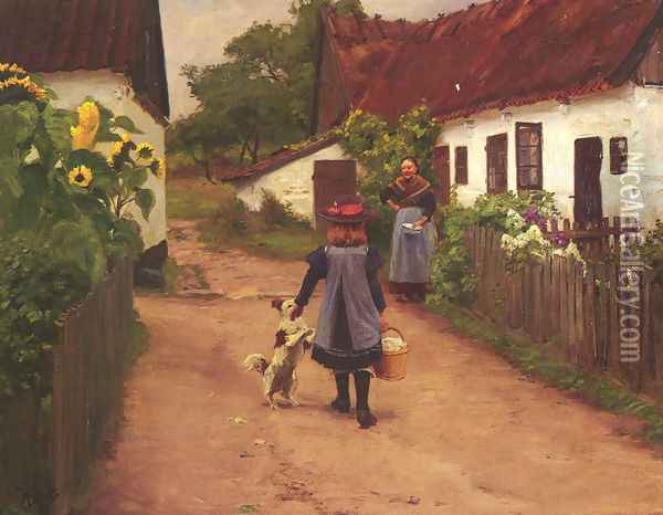 Visiting Grandmother Oil Painting - Hans Anderson Brendekilde