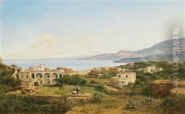 Scene On Ischia Oil Painting - August Albert Zimmermann
