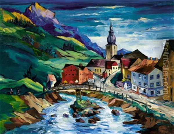 Lech Am Arlberg Oil Painting - Stephanie Hollenstein