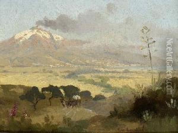 Blick Auf Den Vesuv. Oil Painting - Oswald Achenbach