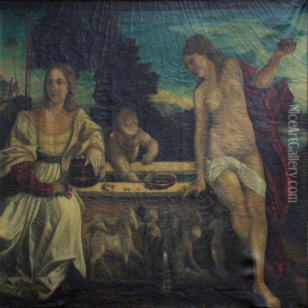 Divine And Earthly Love Oil Painting - Tiziano Vecellio (Titian)