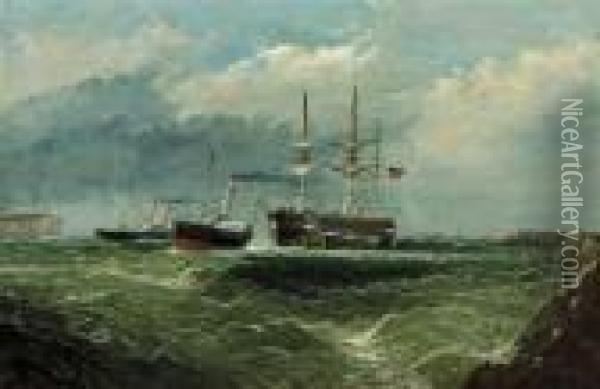 New York Harbor Oil Painting - Edward Moran