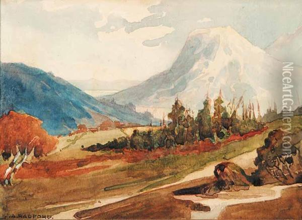 Mountain Landscape Oil Painting - John A. Radford