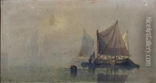 Morning On The Thames Oil Painting - George Webster