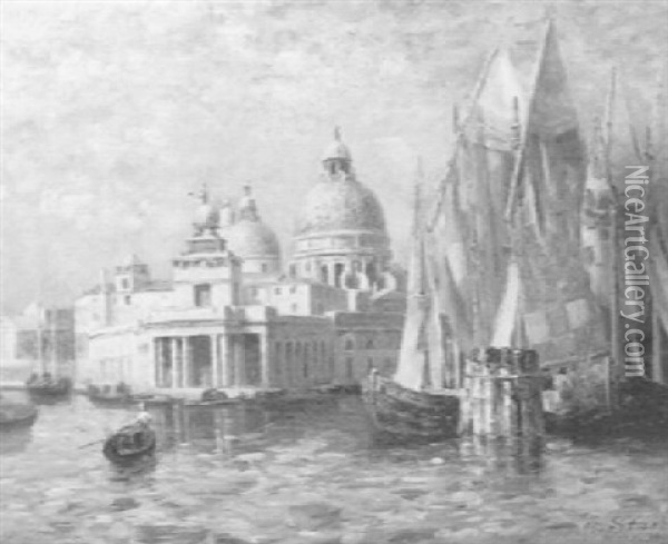 Blick Auf S.m. Salute, Venedig Oil Painting - Ernst Stache