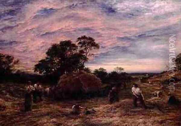 Evening Haymaking 1859 Oil Painting - John Linnell