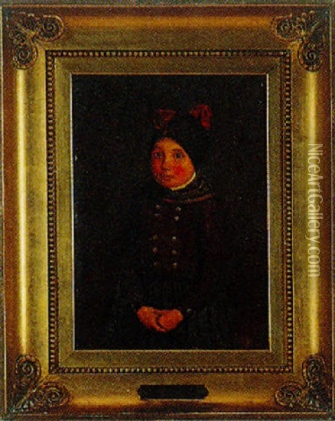 Portraet Af Lille Pige I Egnsdragt Oil Painting - Johann Julius Exner