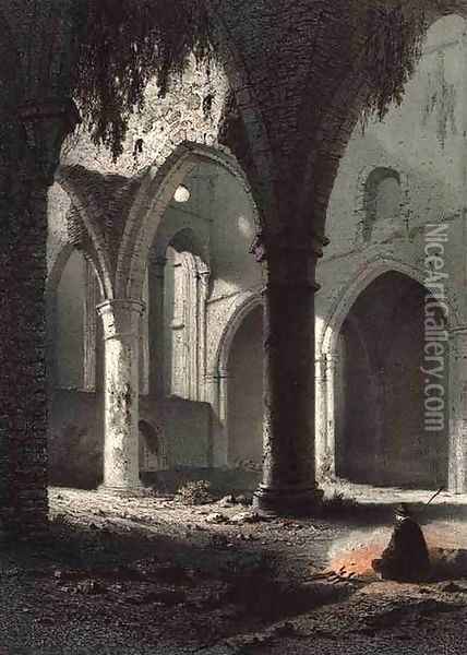 Ruins of the Abbey of Villers Oil Painting - Francois Stroobant