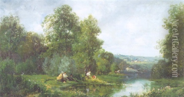 Dejeuner Au Bord De La Seine Oil Painting - Camille Flers