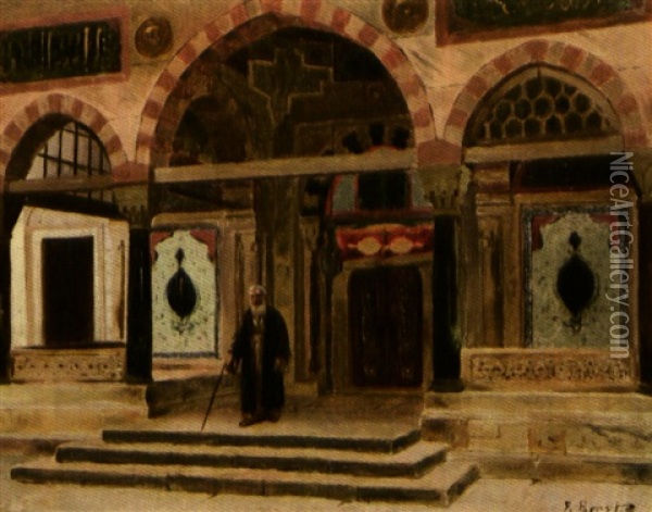 Musulman A La Sortie De La Mosquee Oil Painting - Rudolf Ernst