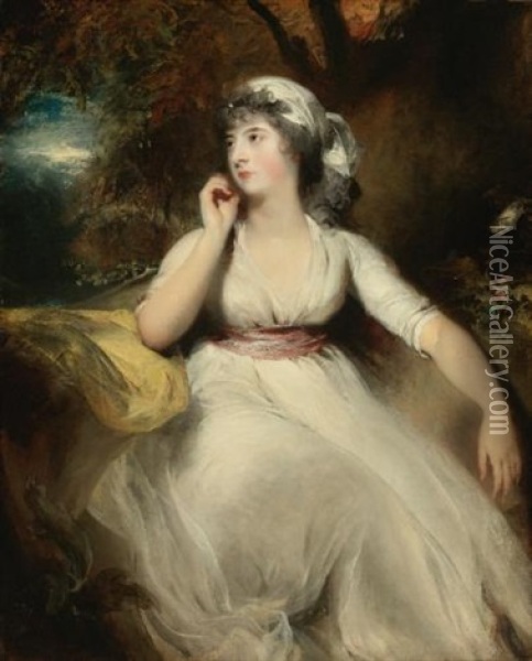 Portrait Of Miss Selina Peckwell, Later Mrs. George Grote Oil Painting - Thomas Lawrence