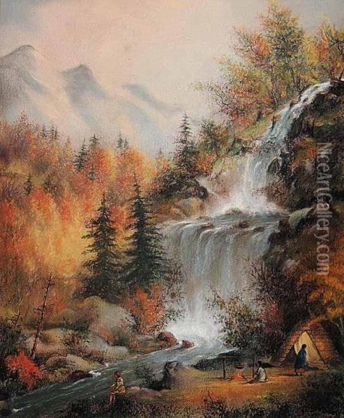 Muskoka Falls Oil Painting - Alfred Worsley Holdstock
