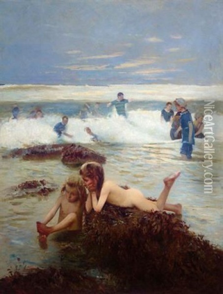 The Bathers Oil Painting - Alexander M. Rossi