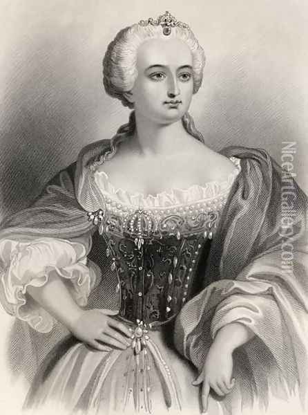 Maria Theresa 1717-80 Archduchess of Austria and Queen of Hungary amd Bohemia, illustration from World Noted Women by Mary Cowden Clarke, 1858 Oil Painting - Pierre Gustave Eugene (Gustave) Staal