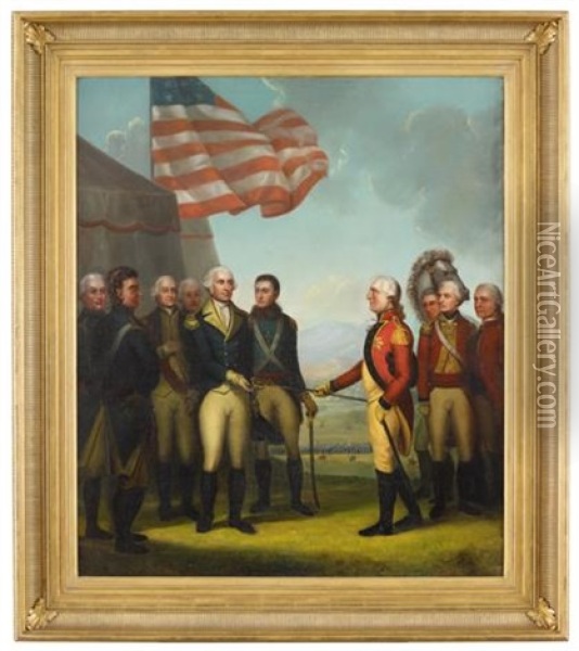 Washington Accepting Cornwallis's Surrender At Yorktown Oil Painting - Albion Harris Bicknell