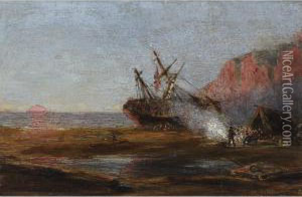 Wreck, Coast Of Nova Scotia Oil Painting - Robert Salmon