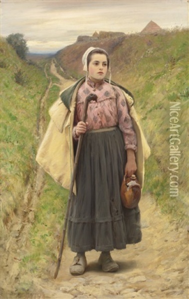 On The Path Oil Painting - Charles Sprague Pearce