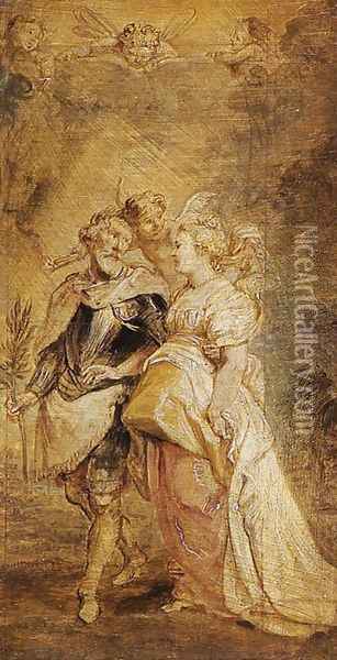 The Marriage of Henri IV of France and Marie de Medicis 1628-30 Oil Painting - Peter Paul Rubens