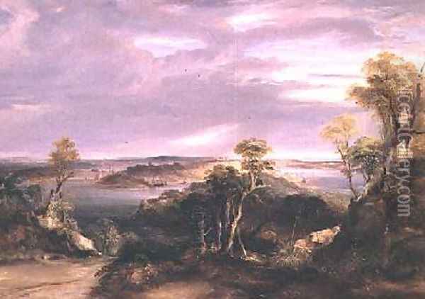 Sydney and Botany Bay from the North Shore 1840 Oil Painting - Conrad Martens