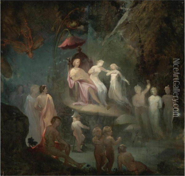 The Fairy Court Oil Painting - Robert Huskisson