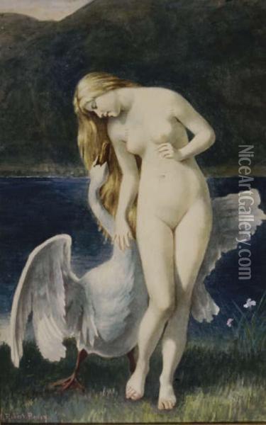 Leda And The Swan Oil Painting - Tony Robert-Fleury