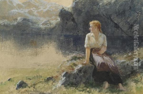 Sittende Kvinne Oil Painting - Hans Dahl