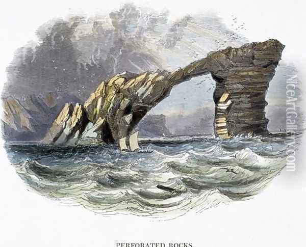 Perforated Rocks, from Phenomena of Nature, 1849 Oil Painting - Josiah Wood Whymper